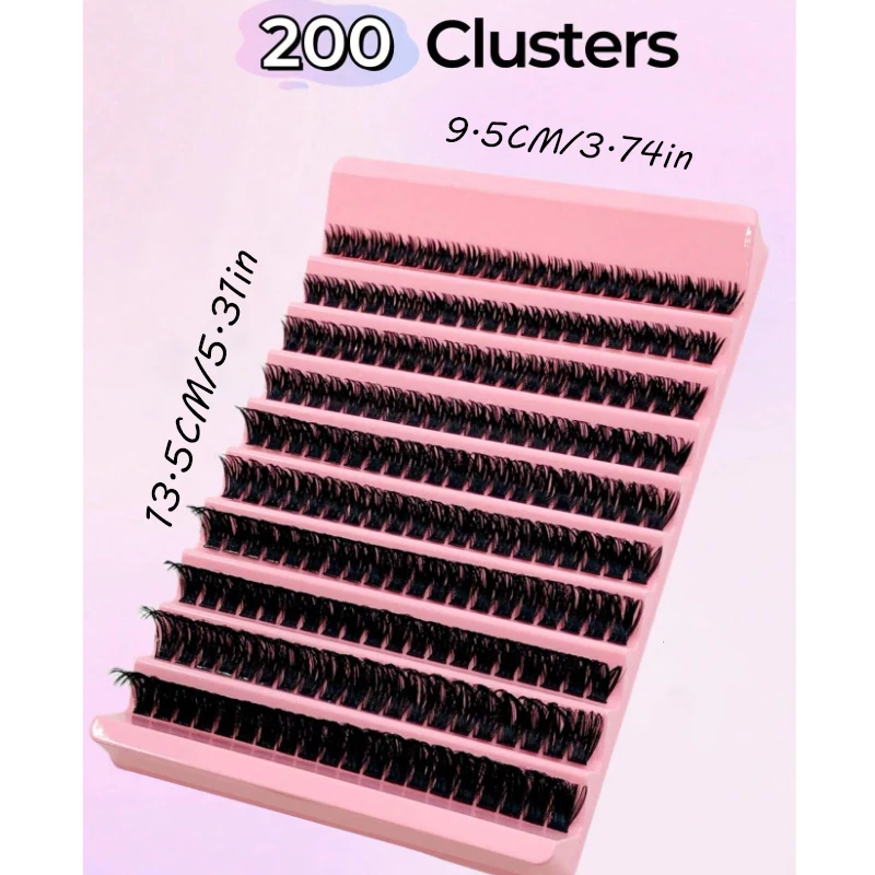 200PCS Estensioni Ciglia FAI DA TE Set 80D D-Curl Super Spessa Soffici Aspetto Naturale Ciglia Finte Individuali Riutilizzabili