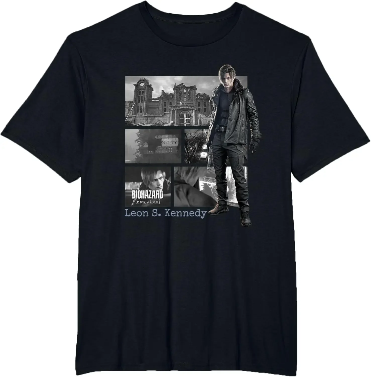 Resident Evil Leon S. Kennedy Requiem T-Shirt RE4 Remake Style Zombie Killer Raccoon City Survivor Horror Game Merchandise