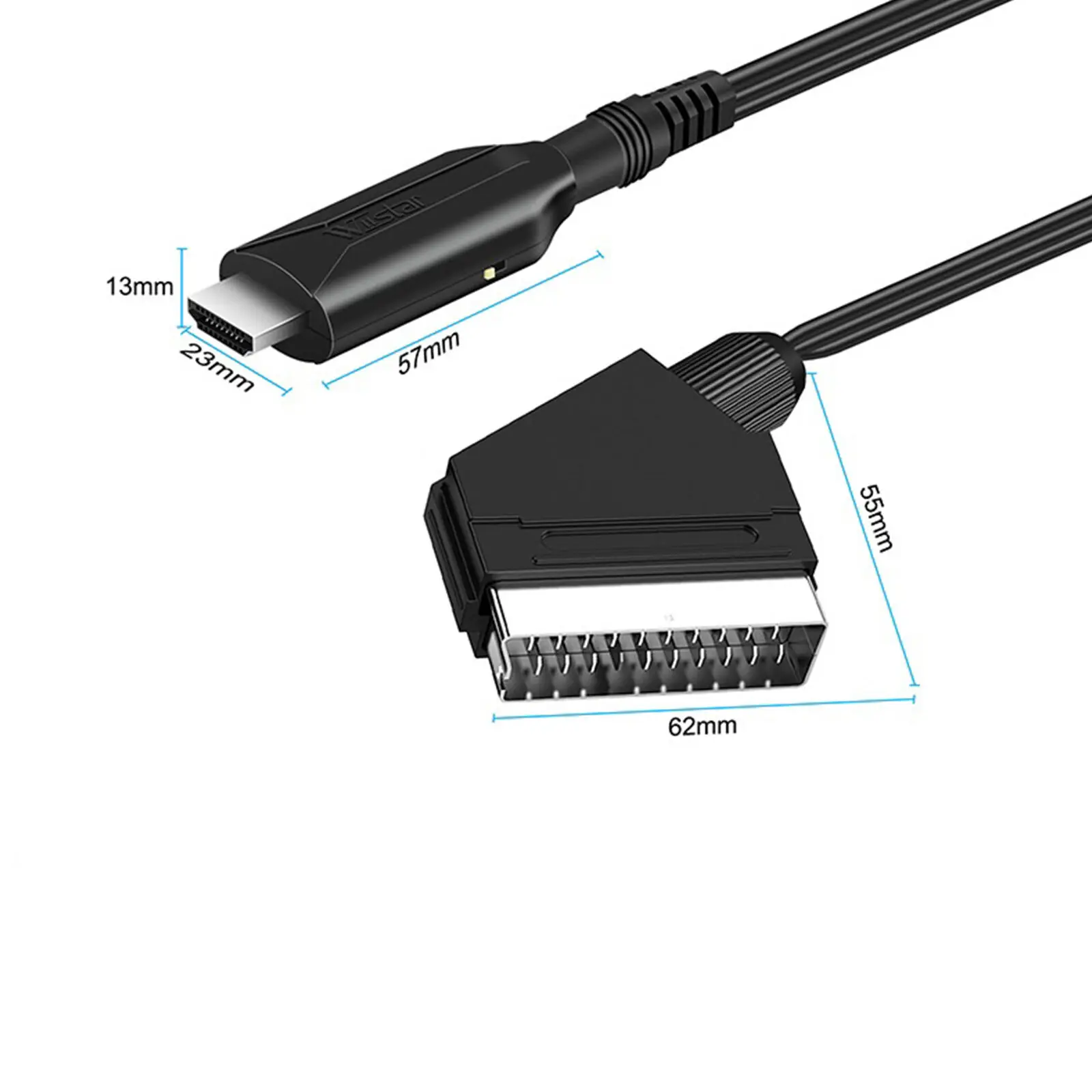 محول HDMI متوافق مع محول Scart وكابل الصوت والفيديو لأجهزة HDTV وdvd ، ومدخلات وإخراج P