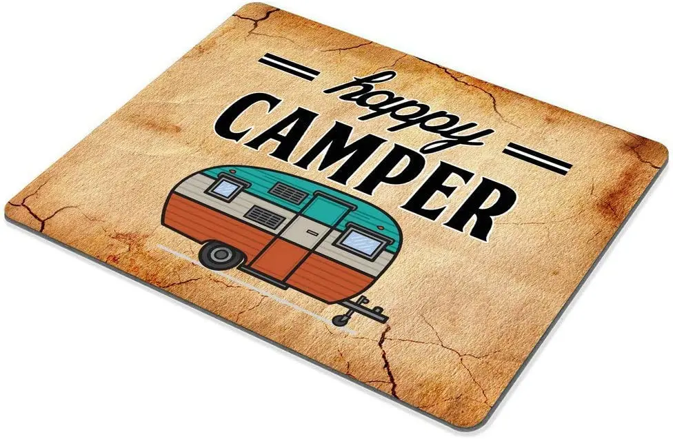 Happy Camper Mouse Pad Non-Slip Rubber Gaming Mousepad Rectangle Mouse Pads for Computers Laptop Computer Desk Accessories