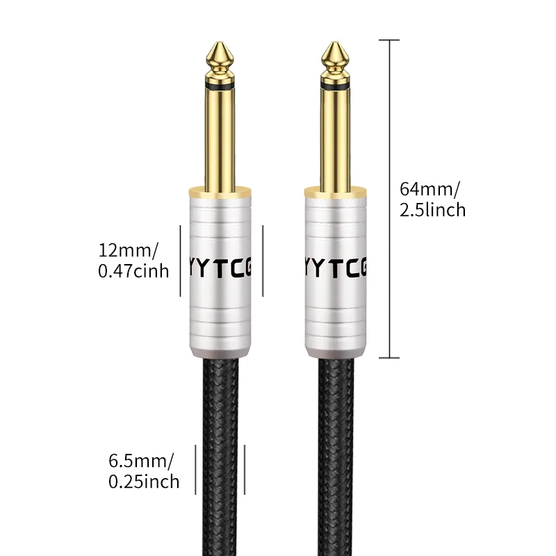 YYTCG 6.5mm Male to Male Guitar Cable, Instrument Audio Cord for Speaker, Mixer, Amplifier & Microphone