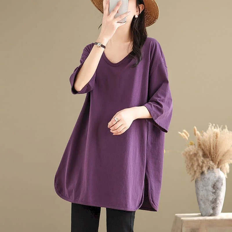 O-neck T-shirts for Women 2026 Summer Aesthetic Vintage Oversized Tops Casual Short Sleeve Harajuku Extremely Long Women Clothes