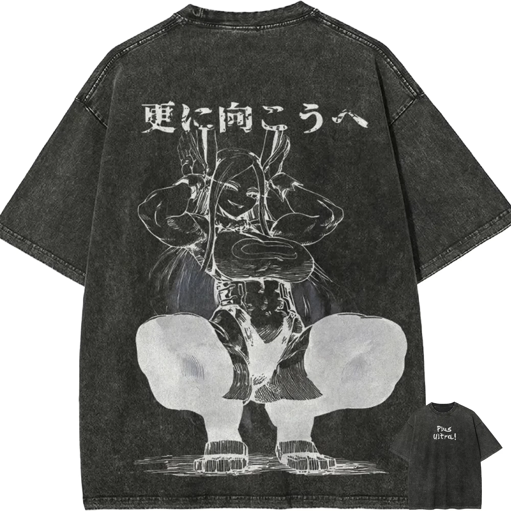 Camiseta Mirko 2026 My Hero Academia para Hombre, Estilo Acid Wash, con Gráfico de Conejo Héroe, de Algodón, Streetwear, Plus Ultra, Manga, Vintage