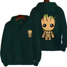 Men I Am Groot Cartoon Zipper Hoodie