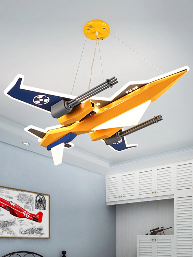 

Intelligent Children's Room Aircraft Ceiling Lamp Boy's Bedroom Creative Model Lamp European Kids LED Pendant lamp