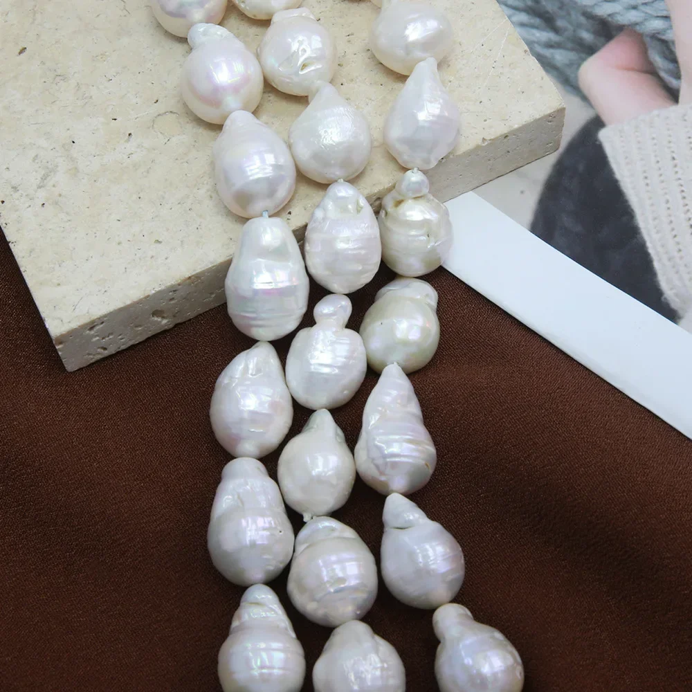 

18mm Natural Freshwater Pearl Baroque Shape White Loose Beads Strand for Jewelry Making Bracelet Necklace Earrings Accessories