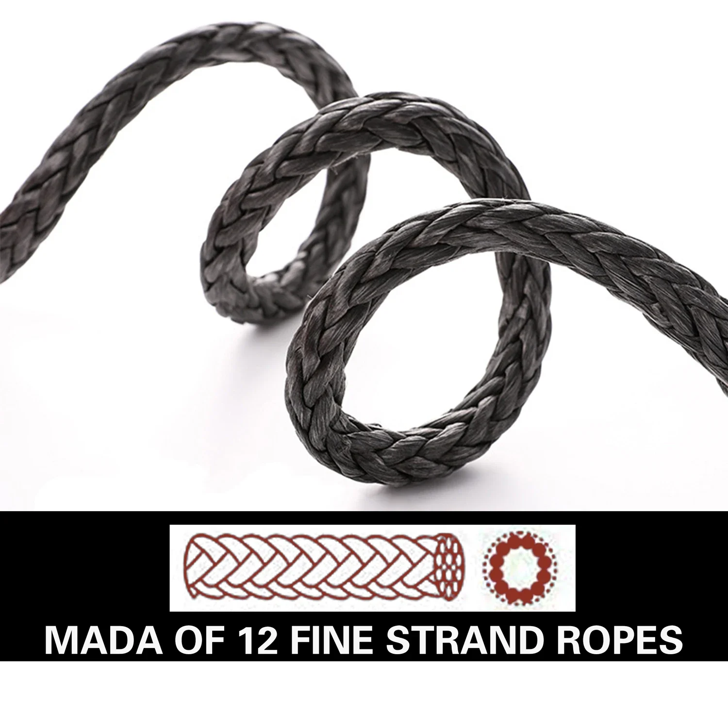 SPINNE 6m*13mm 26500lbs/12Ton Synthetic Hug a Tree Winch Strap Rope Winch Rope  Extension