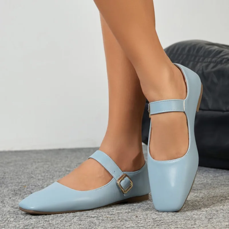 2025 Spring New Retro Women Flat Ballet Shoes Fashion Sneakers Square Toe Ladies Casual Mary Jane Slingback Shoes Designer Shoes