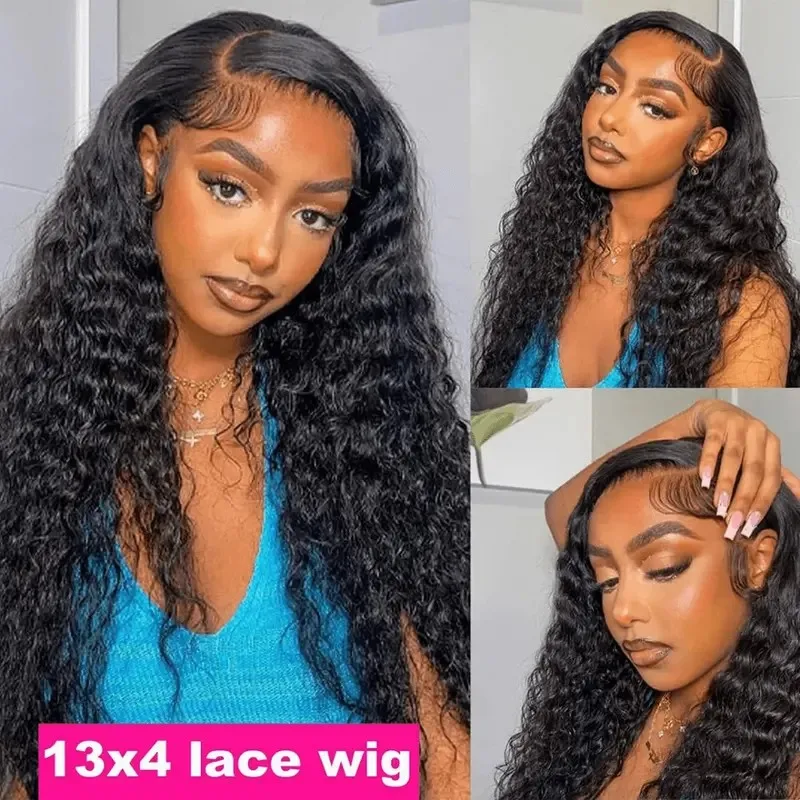 موجة عميقة الدانتيل الباروكات الأمامية 100% شعر الإنسان HD اللون الطبيعي 13x4 المياه مجعد الدانتيل شعر مستعار أمامي 30 20 بوصة إغلاق غريب ارتداء الذهاب