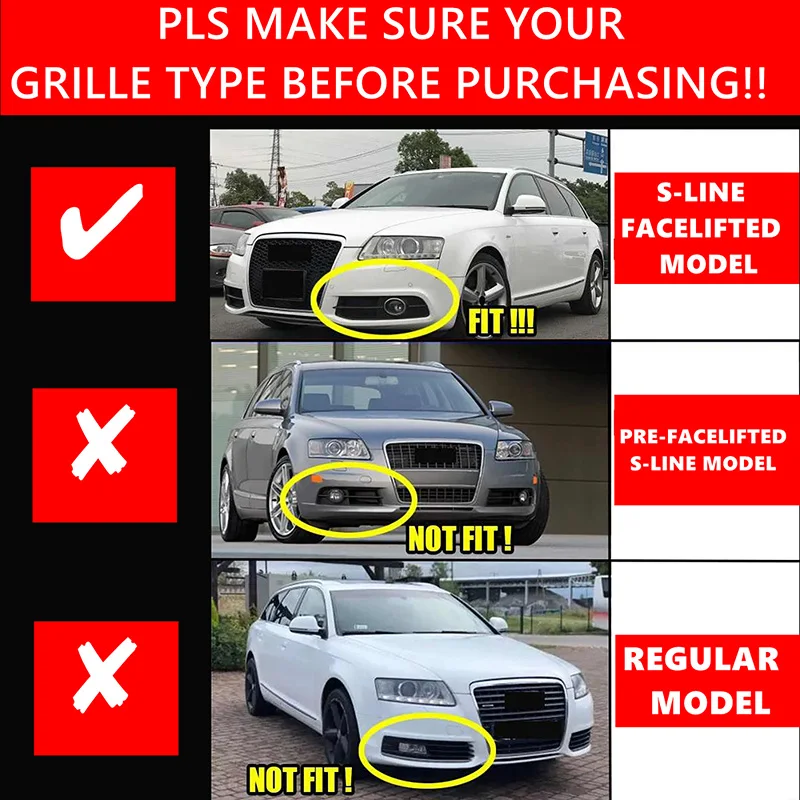 2Pcs/Pair Car Lamp Covers Front Bumper Fog Light Outer Frame Fit For Audi A6 C6 S-line Facelifted Models 2009 2010 2011 2012