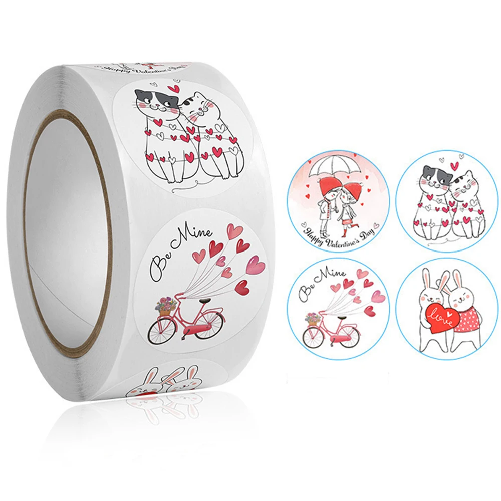 100-500pcs Cartoon Love Stickers Happy Valentine's Day Wedding Invite Card Decorate Candy Gift Box Tags Seal Lables