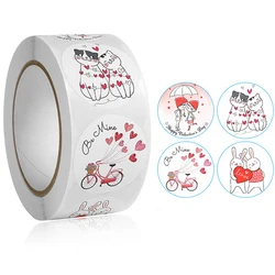 100-500pcs Cartoon Love Stickers Happy Valentine's Day Wedding Invite Card Decorate Candy Gift Box Tags Seal Lables