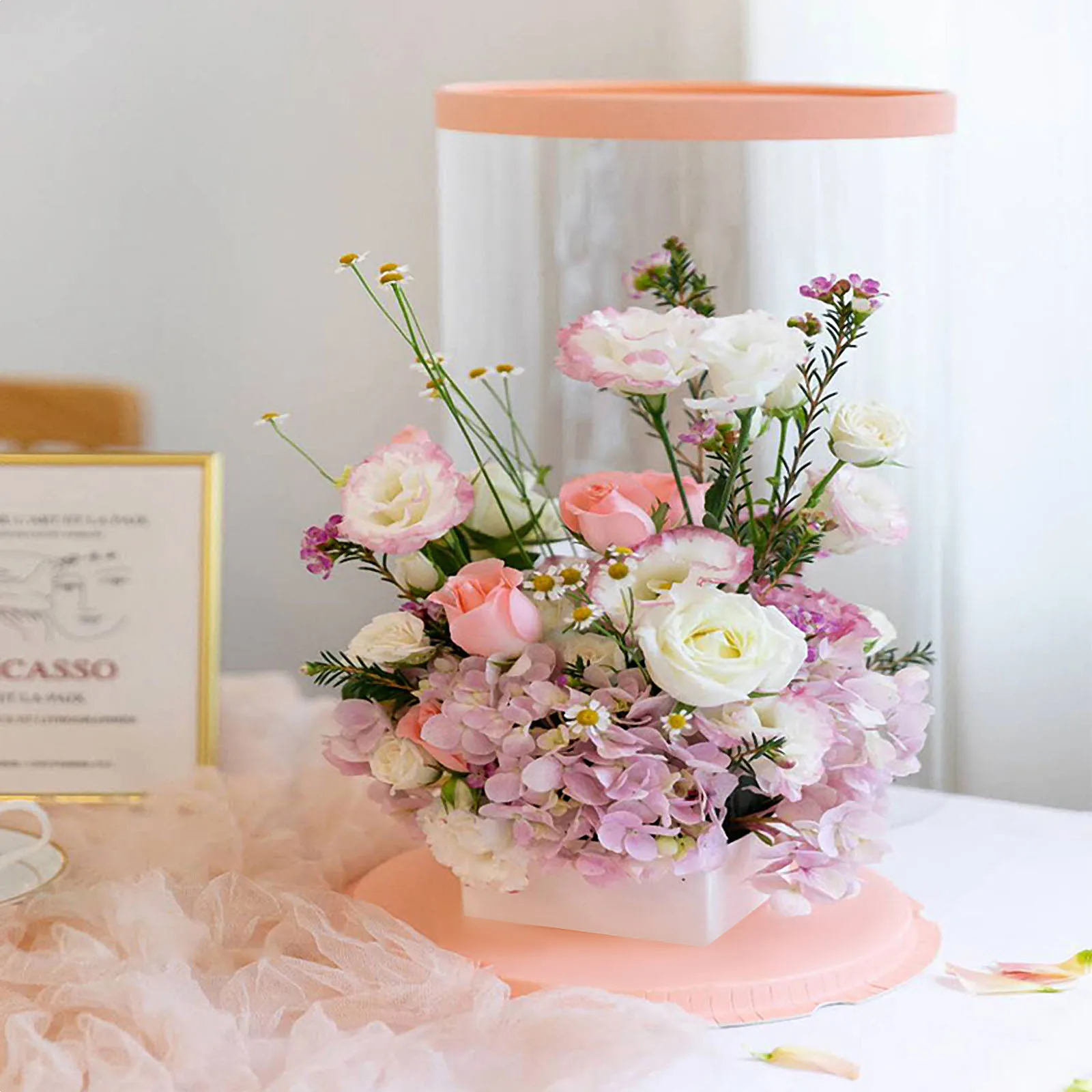 

Flower Box For Valentine'S Day Transparent Bouquet Wrapping Container Gift Present Storage Packaging Box Party Supplies Wedding