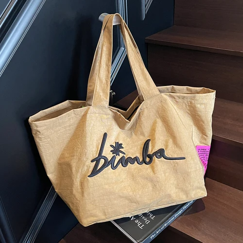 Imagen 2 del producto Bolso de mano popular de color sólido, moderno y sencillo, de gran capacidad, con letras bordadas informales personalizadas y multifuncionales