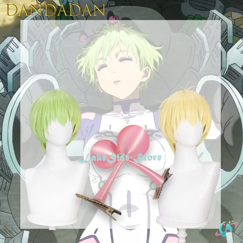 Disfraz de Halloween para Adultos, Bamora Vamola Dandadan, Peluca Rubia Corta, Accesorios para Hombre, Antenas Rosas, Carnaval 2026