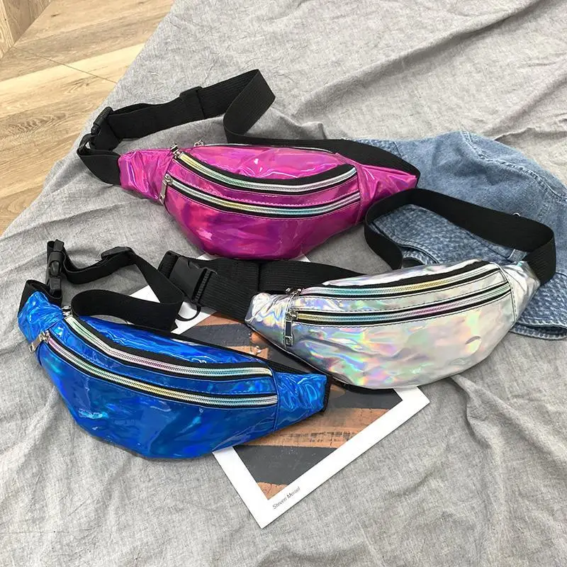 Waist Bag Women Fanny Pack Laser Chest Shoulder Belt Bag Holographic Fashion Packs Party Travel Phone Pouch Lady Purse Bum Bags