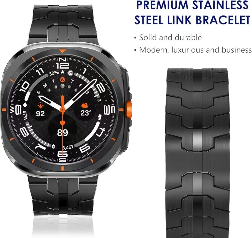 Sem lacuna pulseira de metal de aço inoxidável para samsung galaxy watch ultra 47mm pulseira de luxo para galaxy 47mm ultra correa acessórios