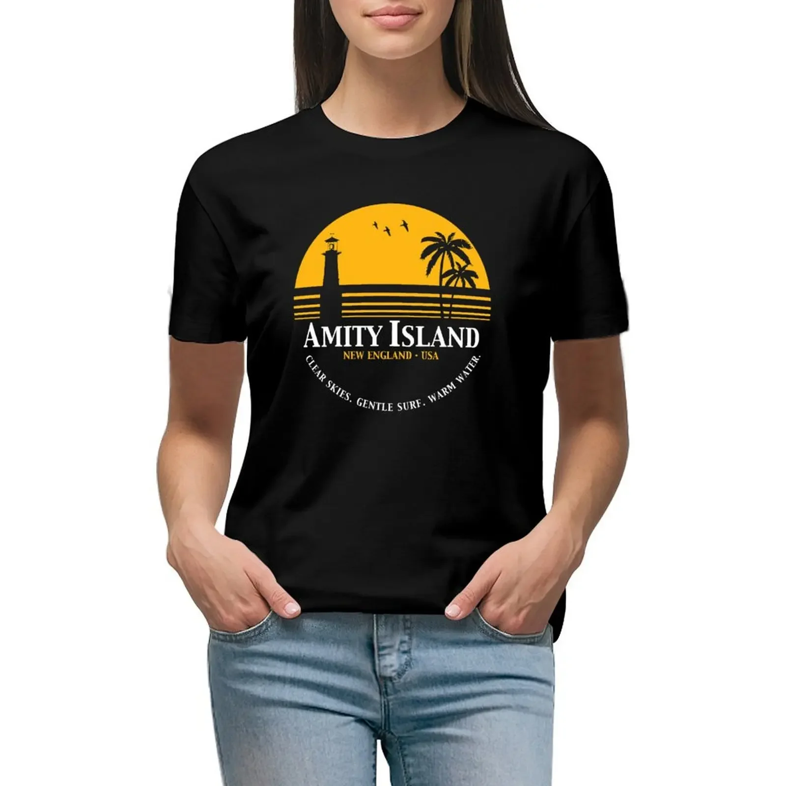 

Amity Island T-Shirt customs design your own Blouse female quick drying cropped t shirts for Women