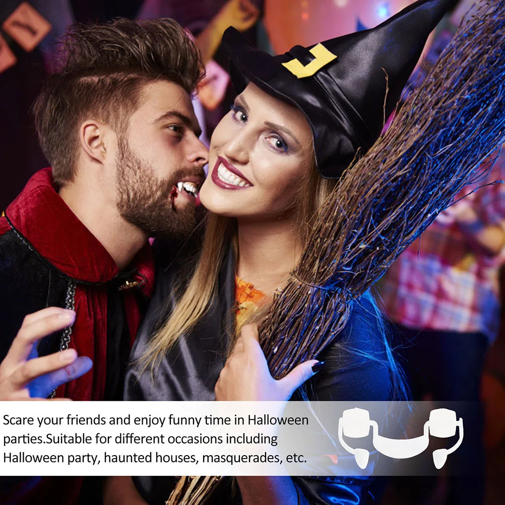 

2 шт., искусственные зубы, выдвижные клыки, реалистичные пластиковые зубные протезы зомби для Хэллоуина, косплея, вечеринки, страшные аксессуары