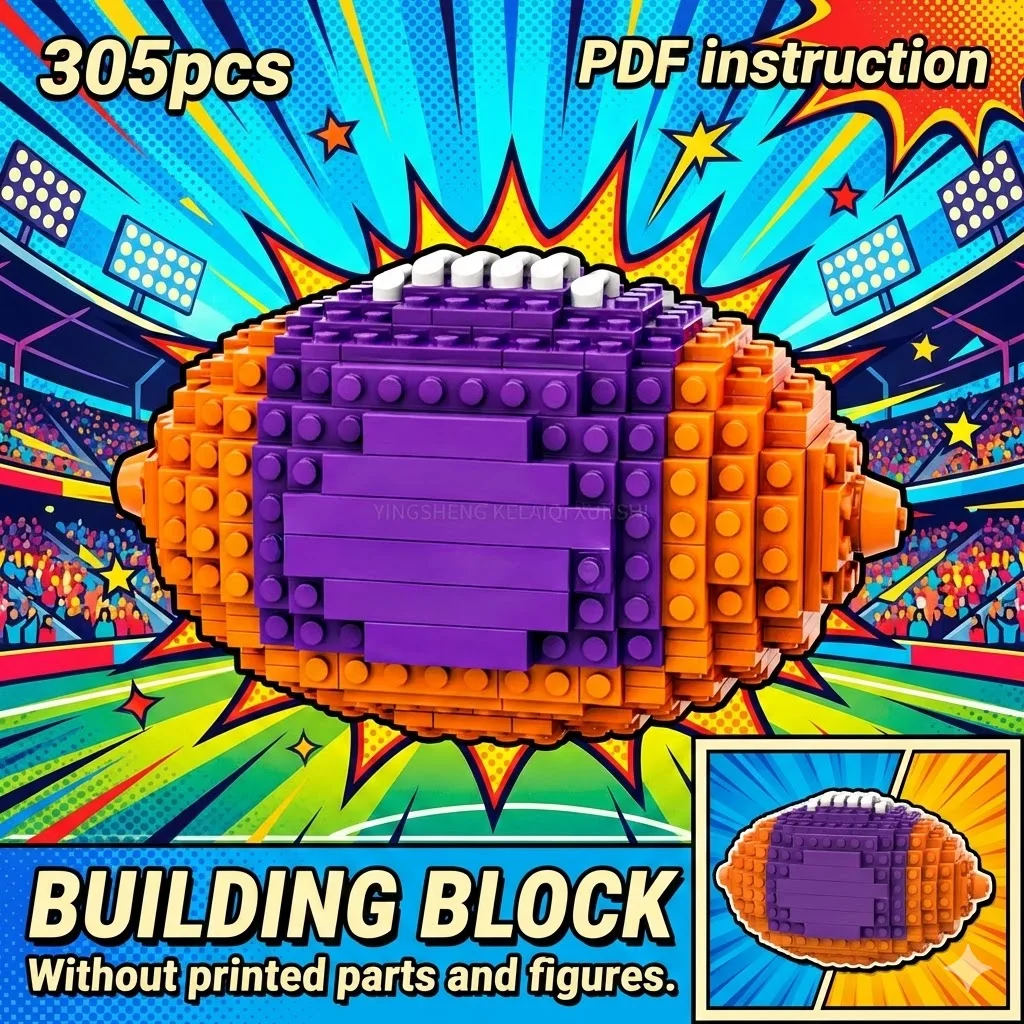 

Реплика мяча для американского футбола MOC, оранжево-фиолетовая, в цветах команды, модель для демонстрации