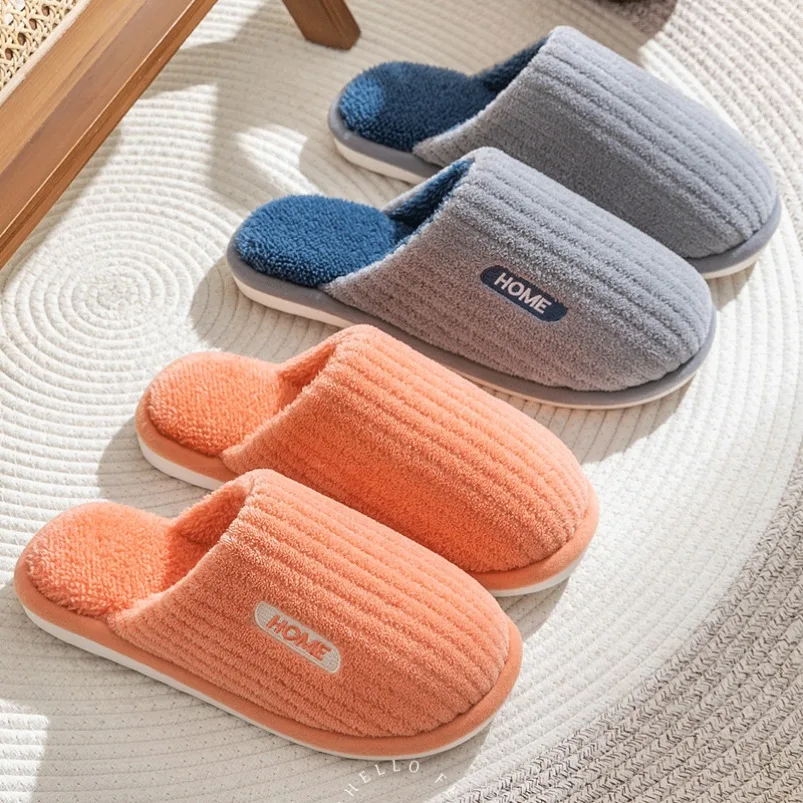 

Home Furry Slipper Women Winter Warm Fur Plush Indoor Lazy Female Thermal Fuzzy House Shoe Flat flip flop Male Men Non Slip