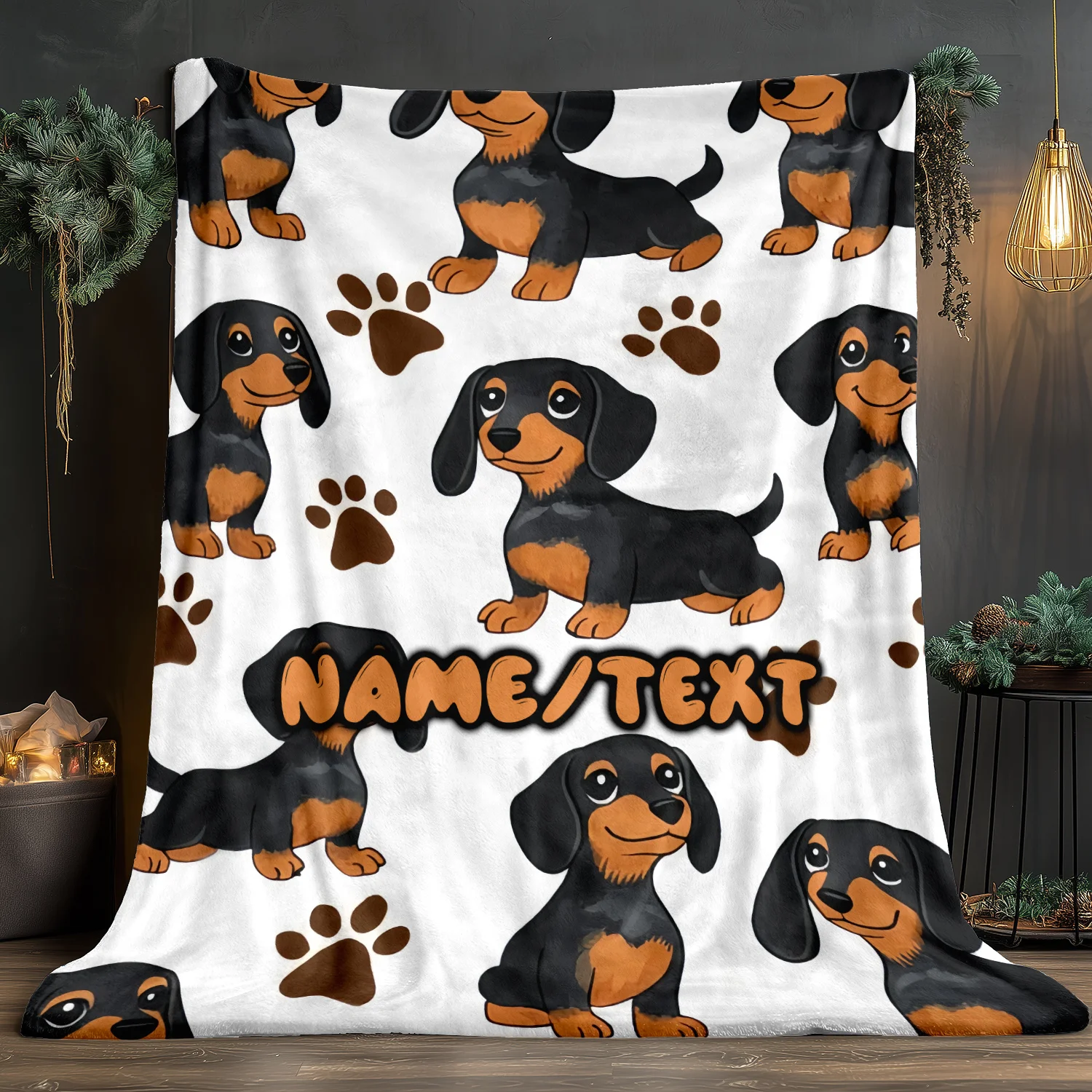 Customizable Cute Sausage Dog Blanket That Is Lightweight, Soft, Warm, and Durable Is Perfect for Sofas, Beds, Travel, Camping