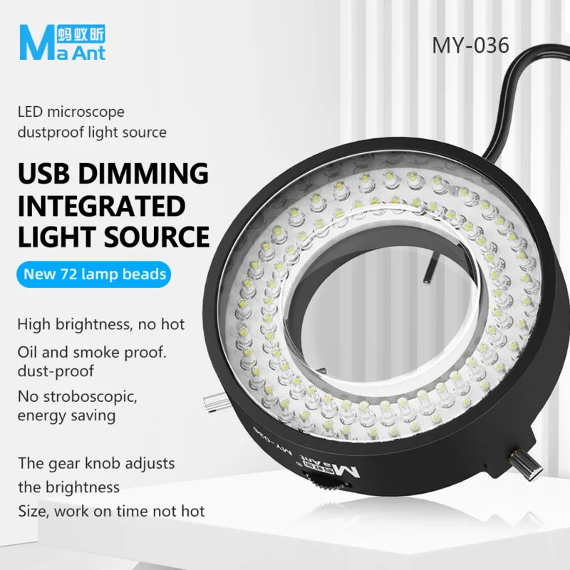 MAANT MY-036/037 USB 5V LED Microscope Ring Light for Mobile Phone Repair Microscope Dedicated LED Ring Light Source Lamp Tools