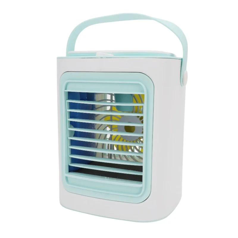 Portable Air Conditioner Personal Evaporative Air Cooler with 3 Wind Speed 2 Fog Modes 7 Color Light Quiet USB Cooling Fan