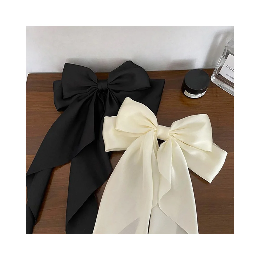 Épingle à cheveux en Satin avec ruban à nœud, couvre-chef Simple et élégant, pince à cheveux fixe, coiffure de fête rétro, accessoires pour cheveux rouges