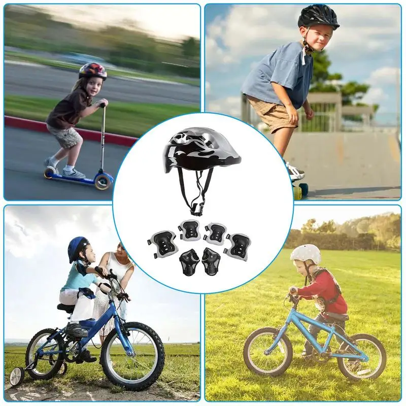 Skateboard Protective Gear 7pcs Bike Protective Gear Skate Protection Skating Ventilation Design Ski Balance Bike Cycling