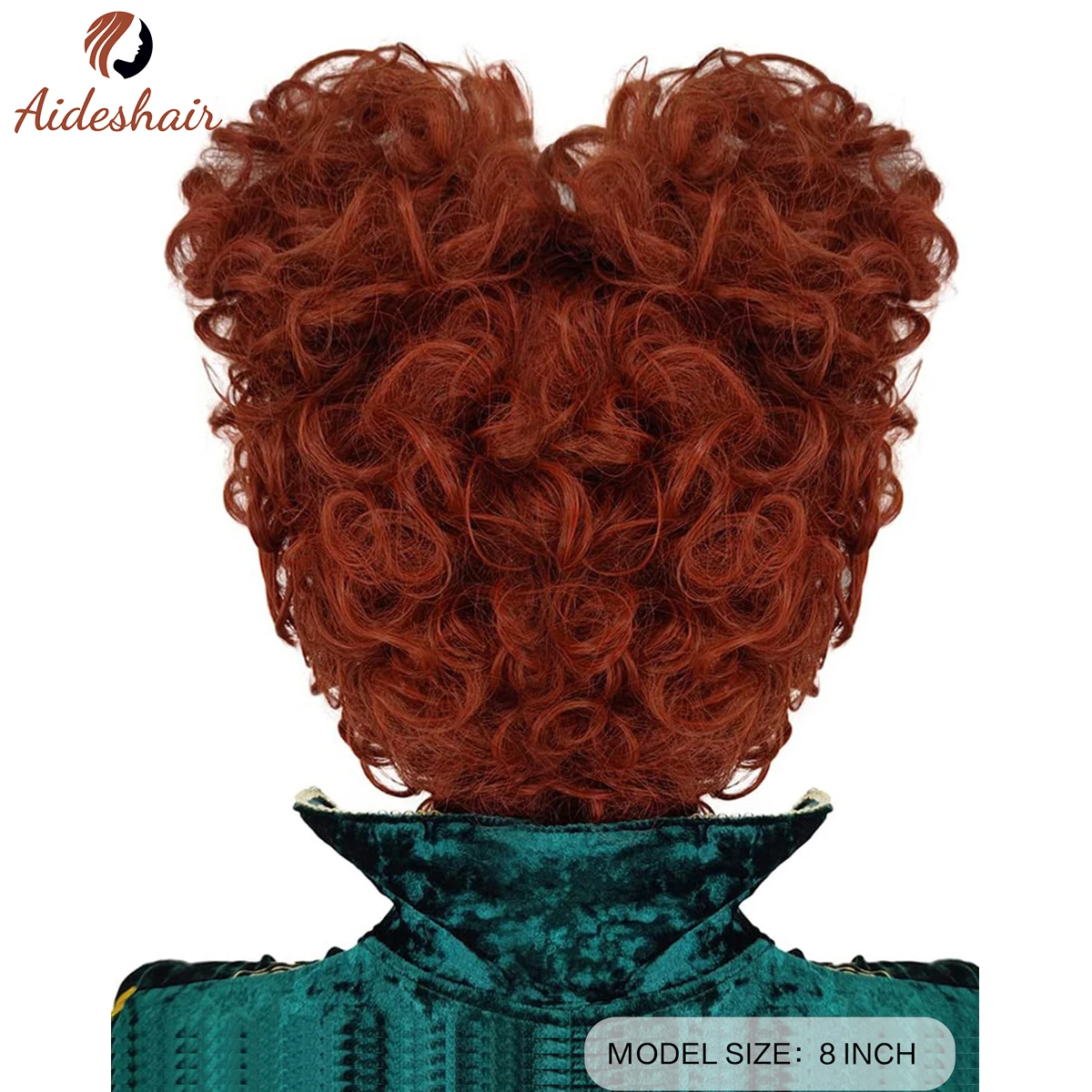 Aideshair Wine red brown synthetic wig with curly ball head wig for role play use