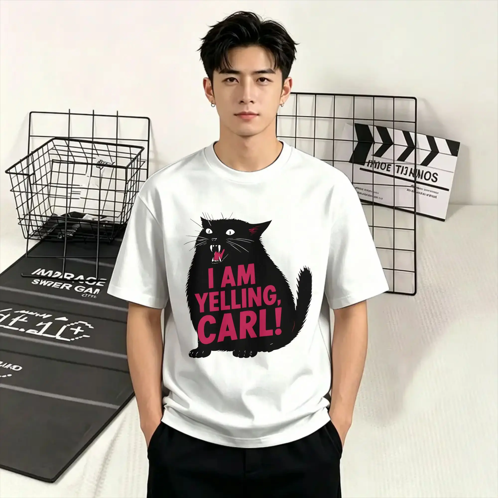 I Am Yelling Carl  T Shirts Men 100% Cotton Awesome T-Shirts Crewneck  Tee Shirt Short Sleeve Tops Party