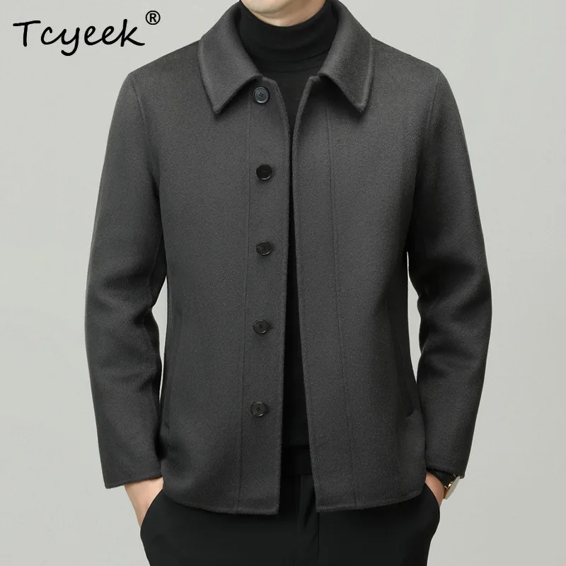 

Tcyeek Real 100% Wool Goose Down Inner Liner Autumn Winter High End Lapel Men's Wool Coat Пальто Женское Длинное Abrigo Hombre