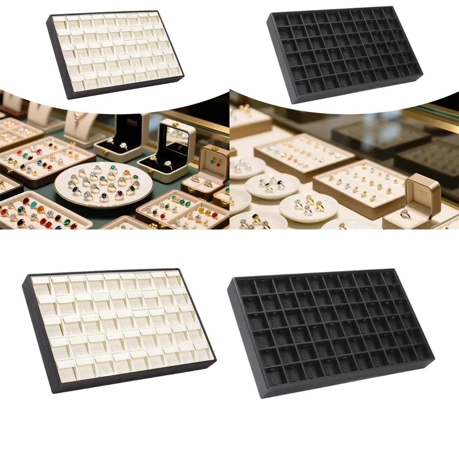 

Stackable Rectangle Jewelry Storage Tray Multipurpose PU Leather Organizer for Jewelry Display in Markets and Shops