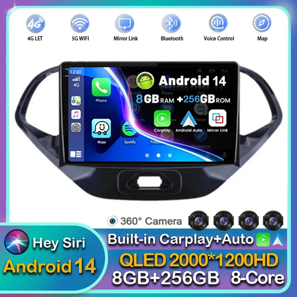 

Car Android 14 Radio Multimedia Player For Ford Figo 2015 - 2018 HD Screen Bluetooth USB Carplay MP5 FM Stereo GPS DSP 2 Din