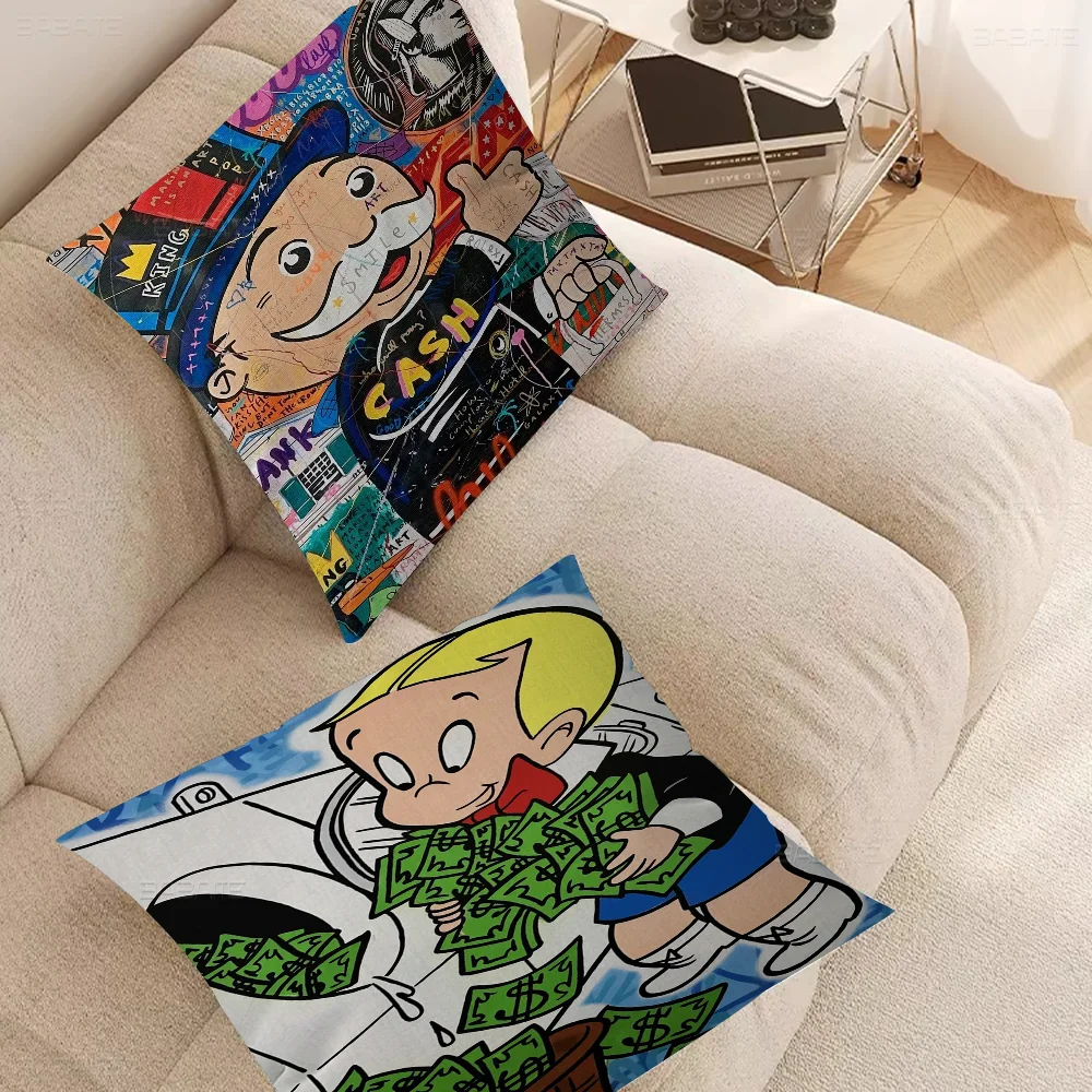 

Cartoon Dollar Aalec MonopolyS Office Cushion Pillowcase Car Cushion Cover45X45CM Lumbar Pillowcase Sofa Pillowcover