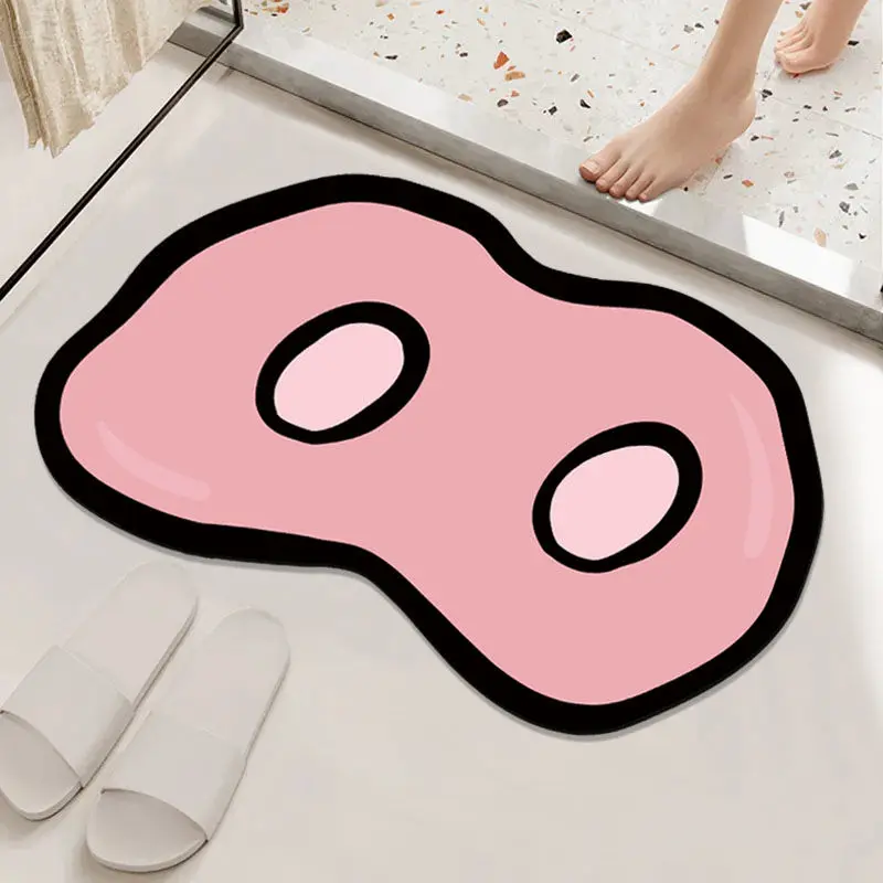 Cute pig nose soft diatom mud Nordic modern bathroom non-slip mat household toilet absorbent floor mat bathroom door mat