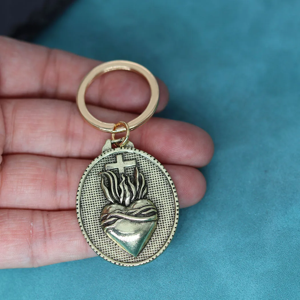 Sacret القلب المفاتيح للرجال النساء المسيحية تميمة قلادة مفتاح سلاسل الدينية الصليب مجوهرات تاليسمان هدية