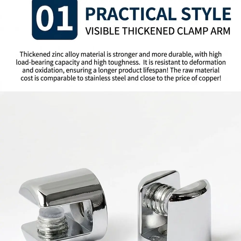 Glass Shelf Support Clamp Bracket Heavy Duty Zinc Alloy Hardware For Showcase Display Cabinet Wall Partition Fitting
