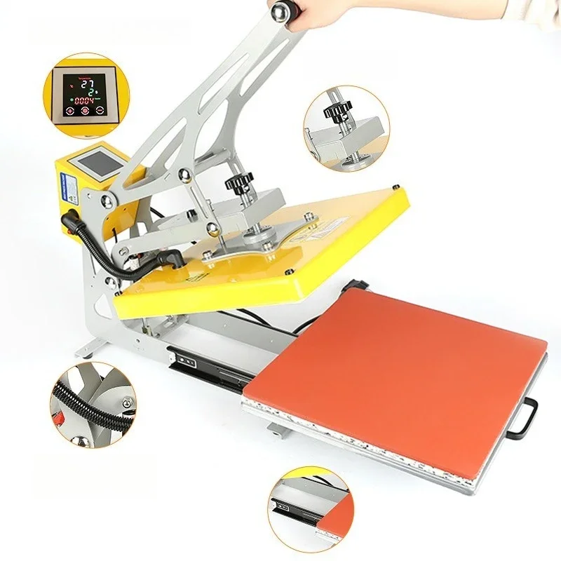 

38 * 38 Magnetic semi-automatic hydraulic heat transfer machine, flat high-pressure slide rail drawing and printing clothes
