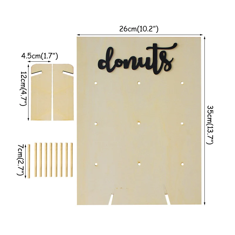 1 مجموعة خشبية دونات جدار حامل دونات حامل الزفاف عيد ميلاد زينة حفلات الاطفال فتاة استحمام الطفل دونات ديكور الحفلات