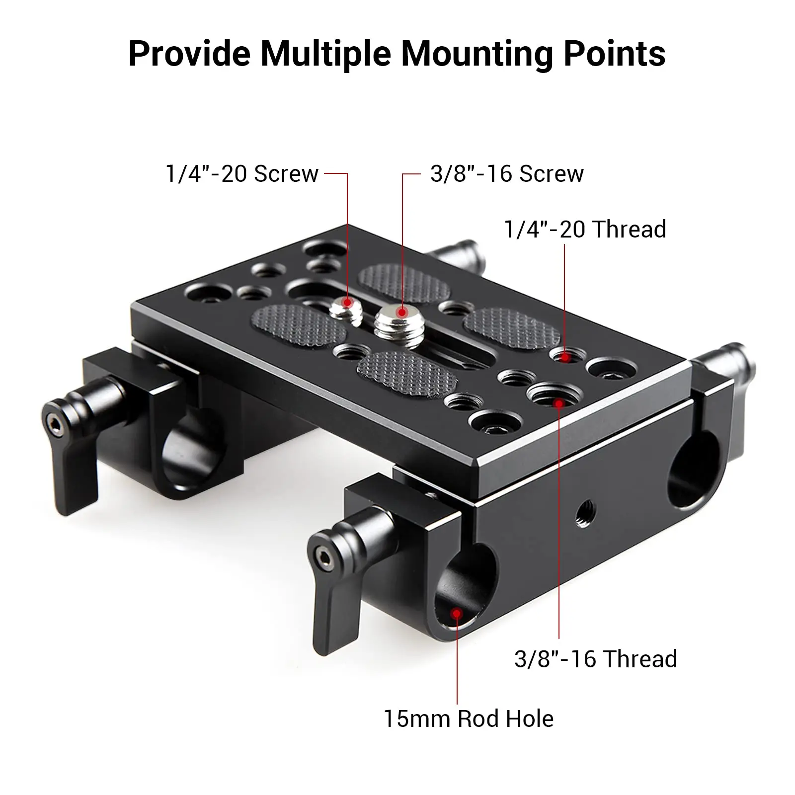 SmallRig Camera Tripod Mounting Baseplate with 15mm Rod Clamp Railblock for Rod Support / Dslr Camera Quick Release Plate -1775