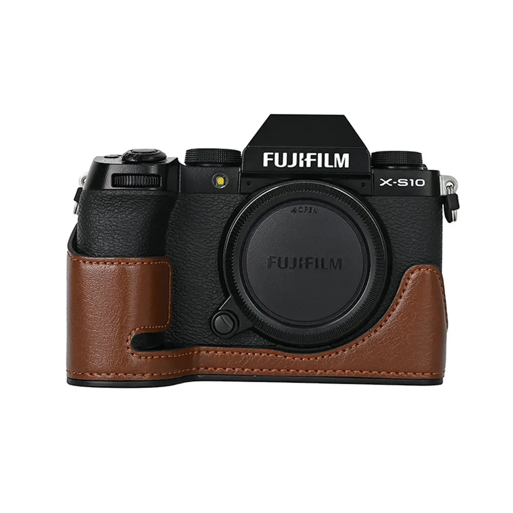 

PU Leather Camera Bag Half Body Case for Fujifilm XS10 Fuji X-S10 Batery Opening Bottom Cover