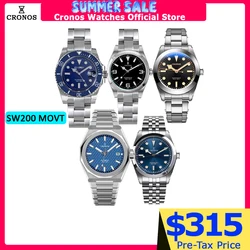 Cronos Sub Diver Luxury Men Watch Stainless Steel SW200 Bracelet Ceramic Rotating Bezel 200 meters Water Resistant