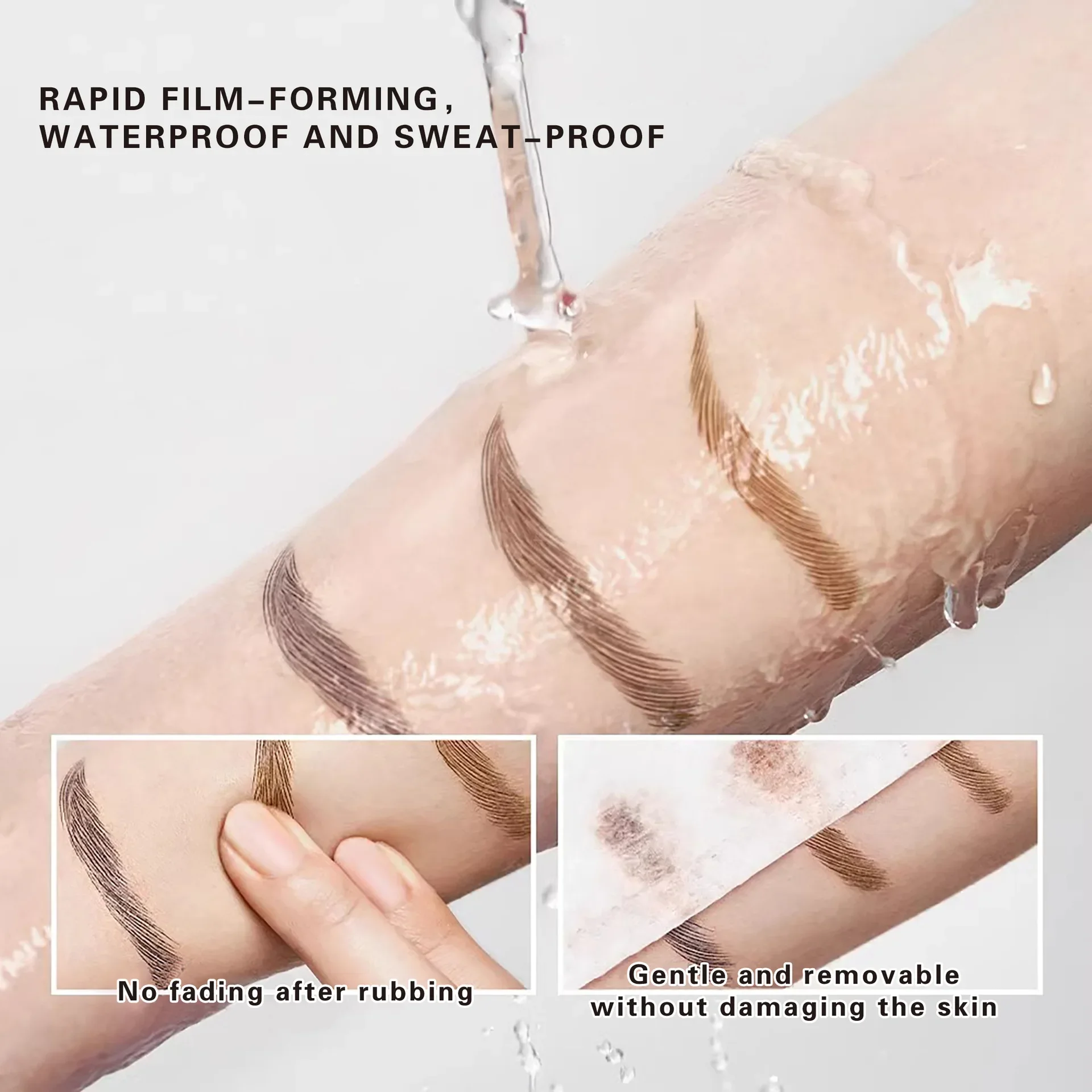 Misiou Beauty Tatuaggio impermeabile Tinta per sopracciglia Colore per sopracciglia semipermanente con stencil Facile da applicare Lunga durata fino a 3 giorni