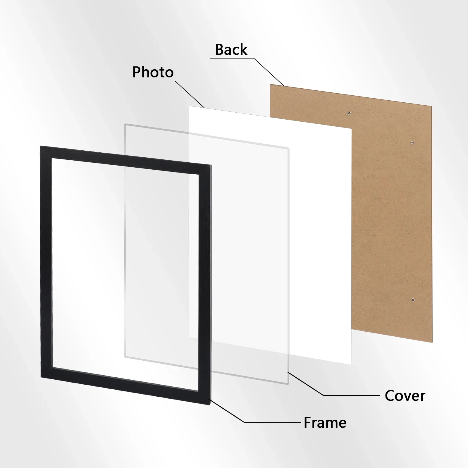 21x30cm Frame Black and White Wood Grain Photo Frame Can Be Hung on The Wall with Certificate Poster Canvas Painting Decoration