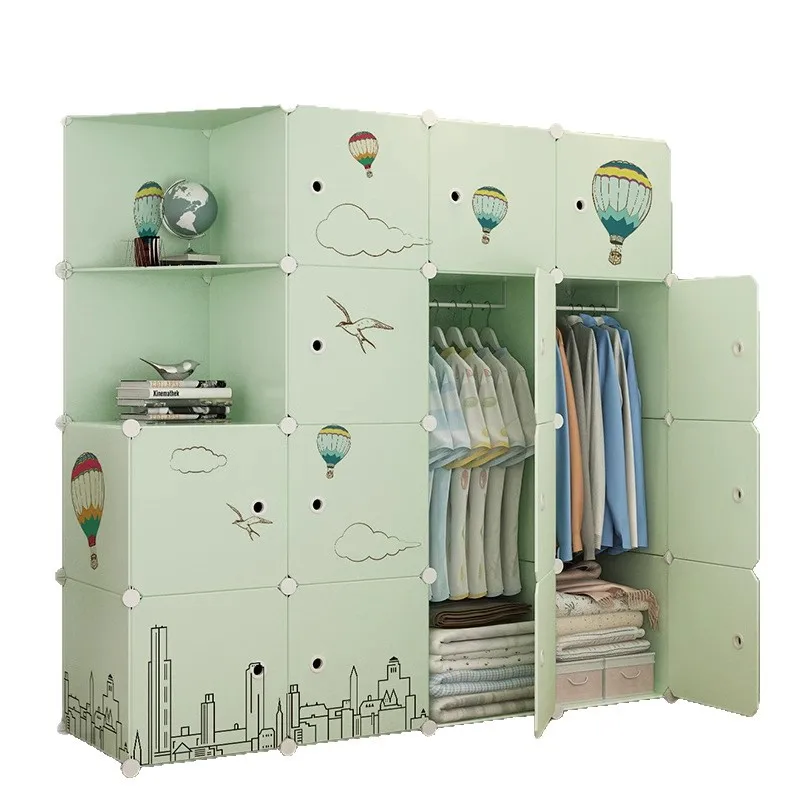

Simple wardrobe assembly locker household bedroom rental room children's storage cabinet strong plastic cloth wardrobe