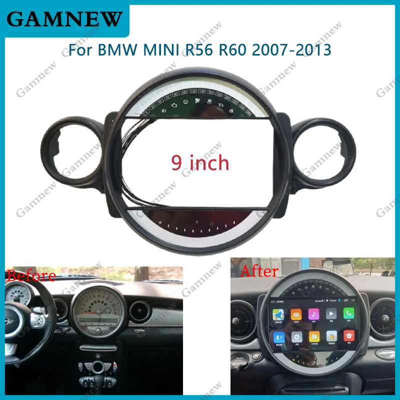 9 Inch Car Frame Fascia Adapter Canbus Box Decoder Android Radio Dash Panel Kit For Bmw Mini Couper R56 R60 R51 2007-2013