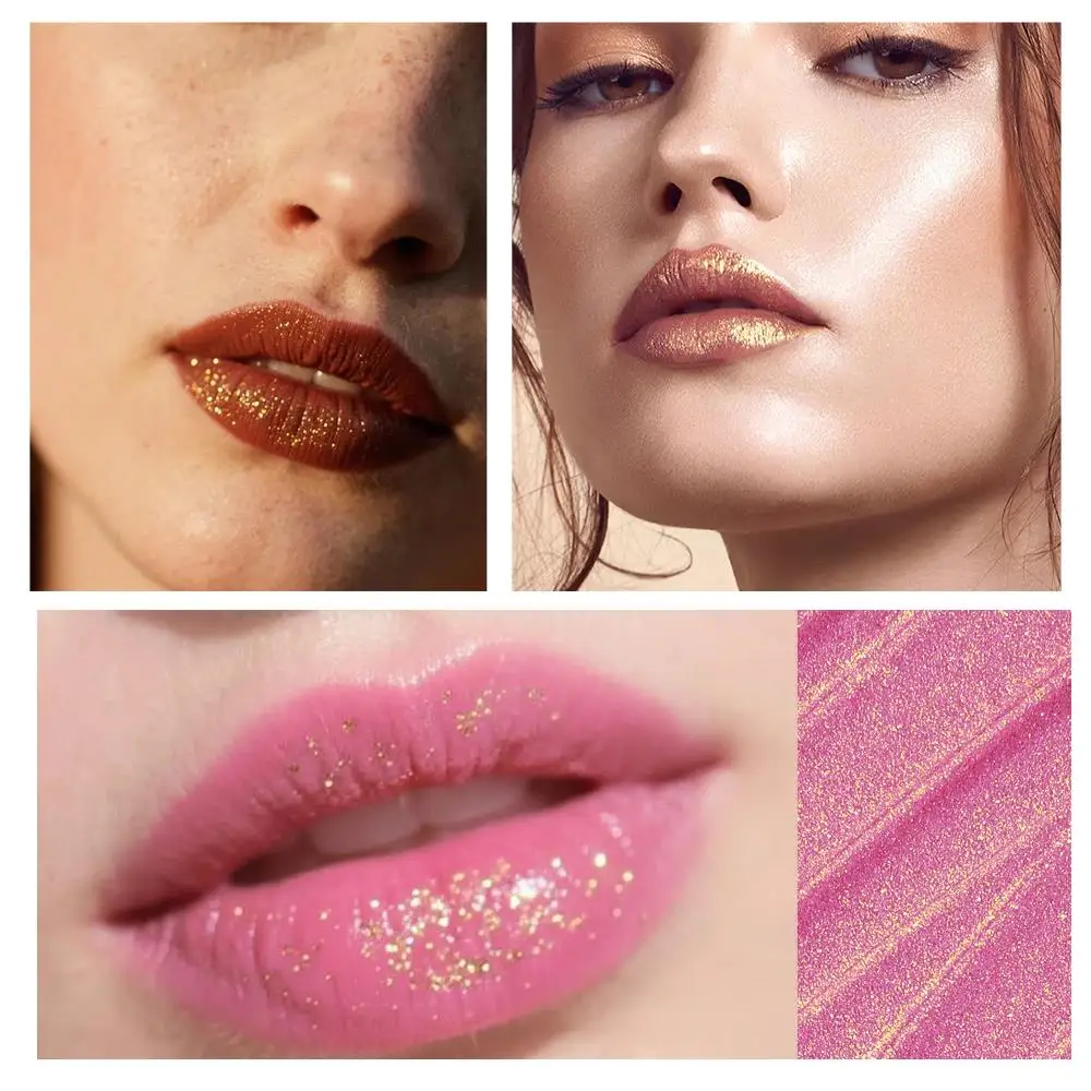 Iridescent Metallic Lipstick Pearl Enhanced Color Change Waterproof Volumizing Gloss Moisture Lock Non Transfer