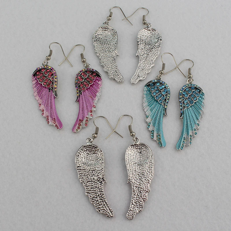 Vintage Angel Wings Earrings For Women Retro Feather Dangle Earrings Fashion Ear Party Jewelry Gift